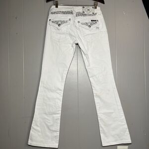 MISS ME Jeans Bootcut Rhinestone Embellished Low Rise White Denim Size 27 Boho